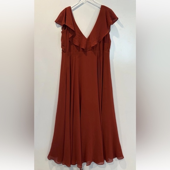 Bill Levkoff Terracotta Chiffon Long Bridesmaid Dress Gown‎ Womens Size 20 - Picture 3 of 5